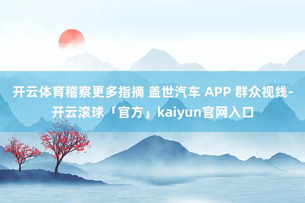 开云体育稽察更多指摘 盖世汽车 APP 群众视线-开云滚球「官方」kaiyun官网入口