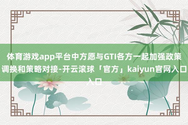 体育游戏app平台中方愿与GTI各方一起加强政策调换和策略对接-开云滚球「官方」kaiyun官网入口