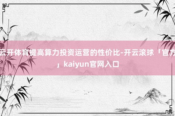云开体育提高算力投资运营的性价比-开云滚球「官方」kaiyun官网入口